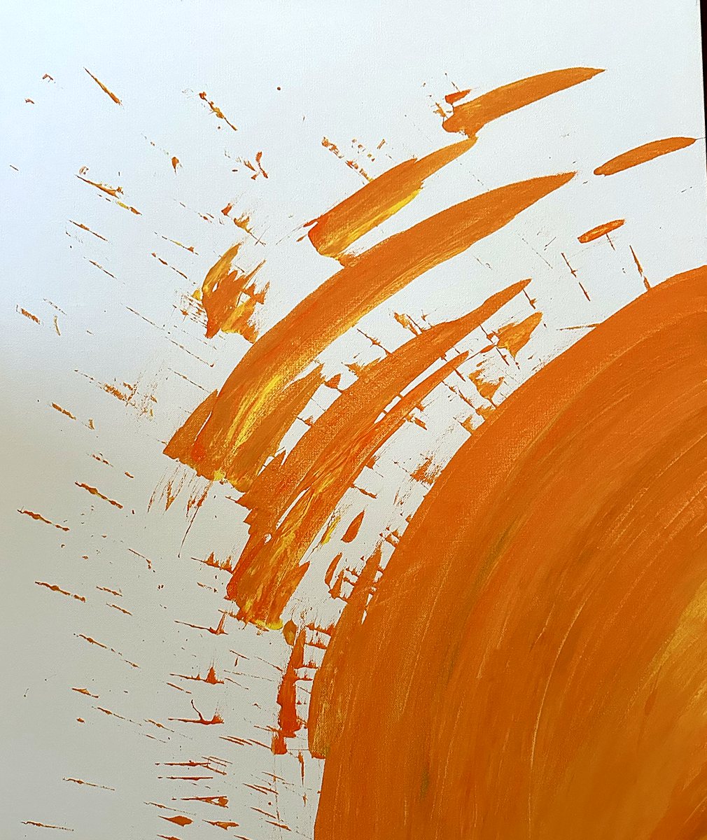 Bright Light. A sun of orange rising from the corner, spraying light across white.