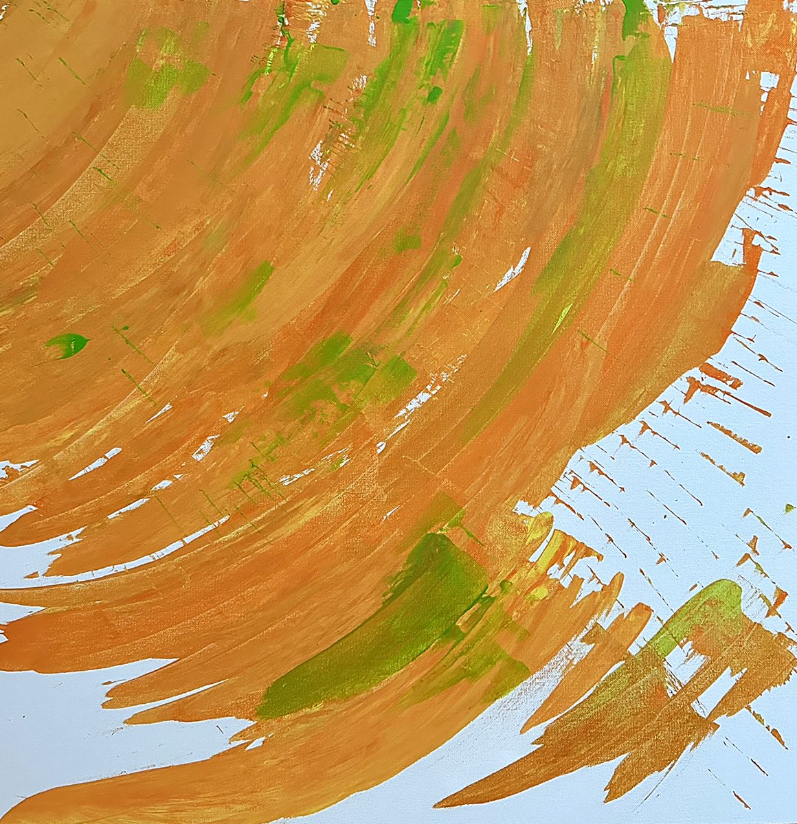 Let It All Happen. Sweeps of orange with neon green, falling exactly where they want to.