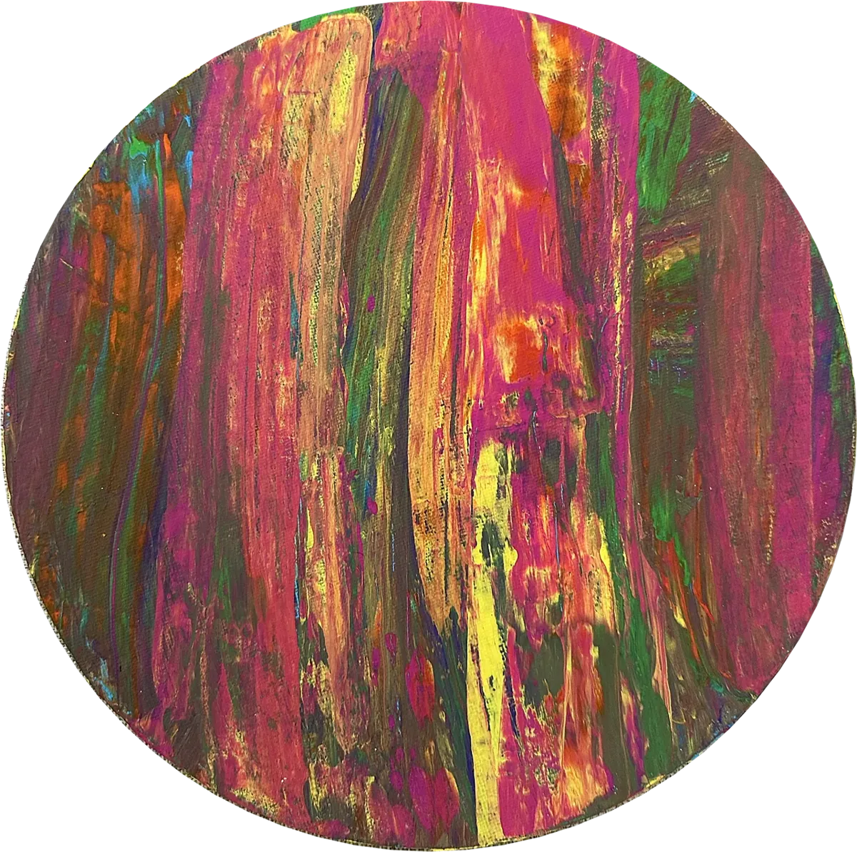Giant. Bands of magenta, gold and green, like the stripes of a gas giant. Turn it, and the bands turn with it.